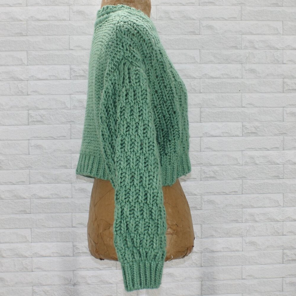 UNIVERSAL THREAD Sweater Wool Blend Knit Cropped Chunky Thick Oversized Green S - Picture 3 of 15